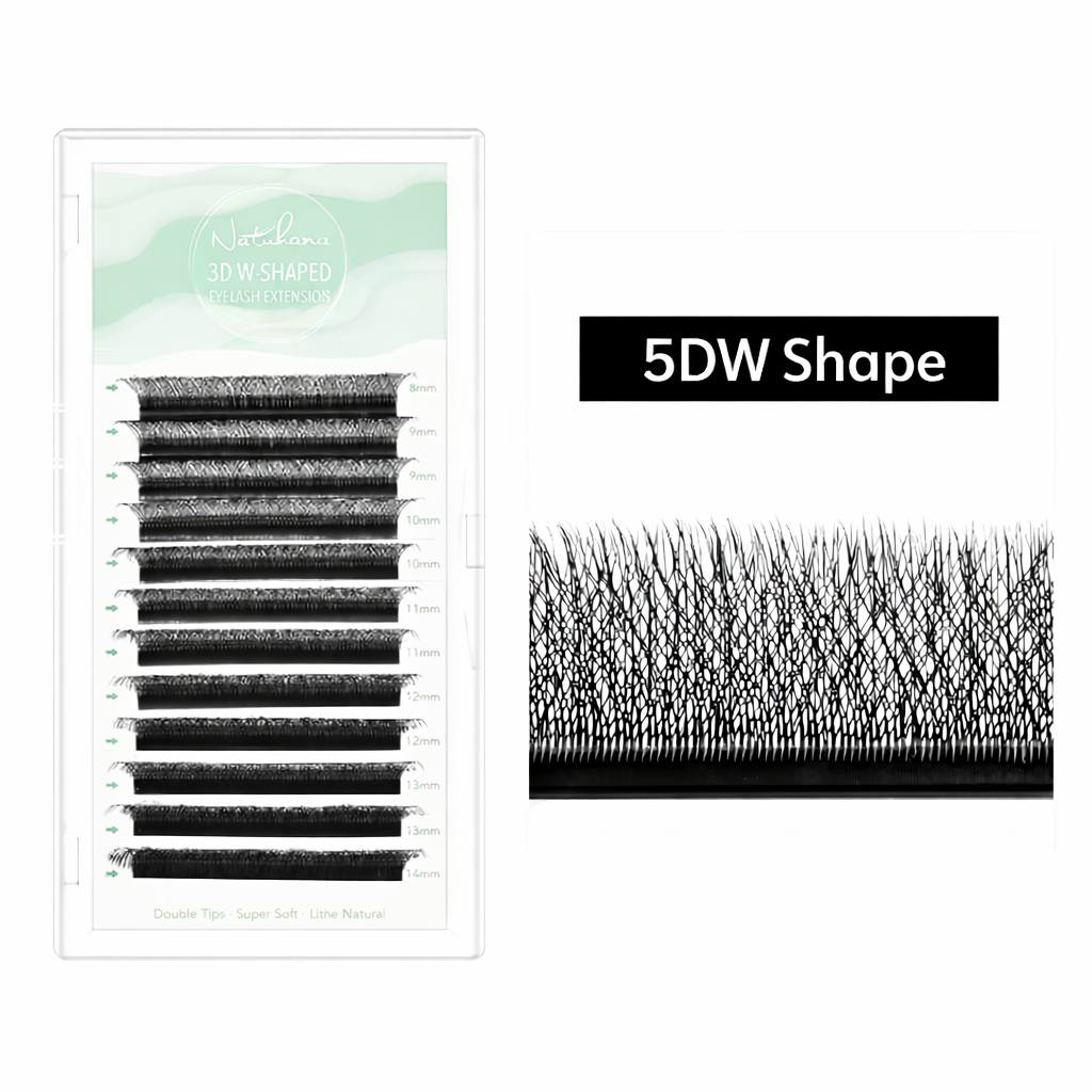 Natuhana 5D W lashes - C Curl - 0.05 Thickness - 8-14 Mix Length.