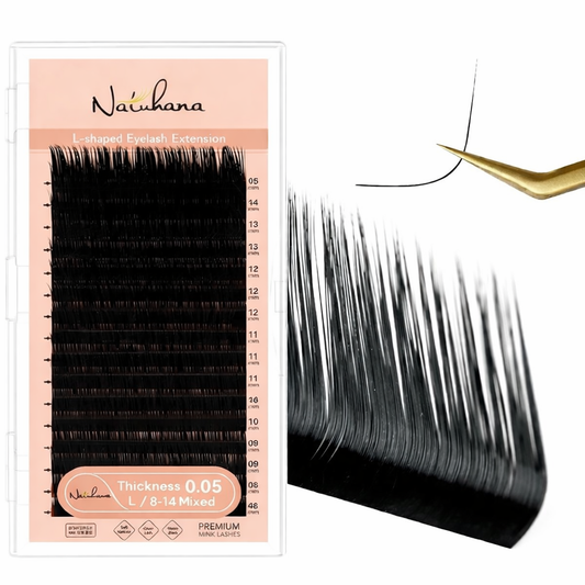 Natuhana L Shape lashes - L Shape - 0.05 Thickness - 8-14 Mix Length.