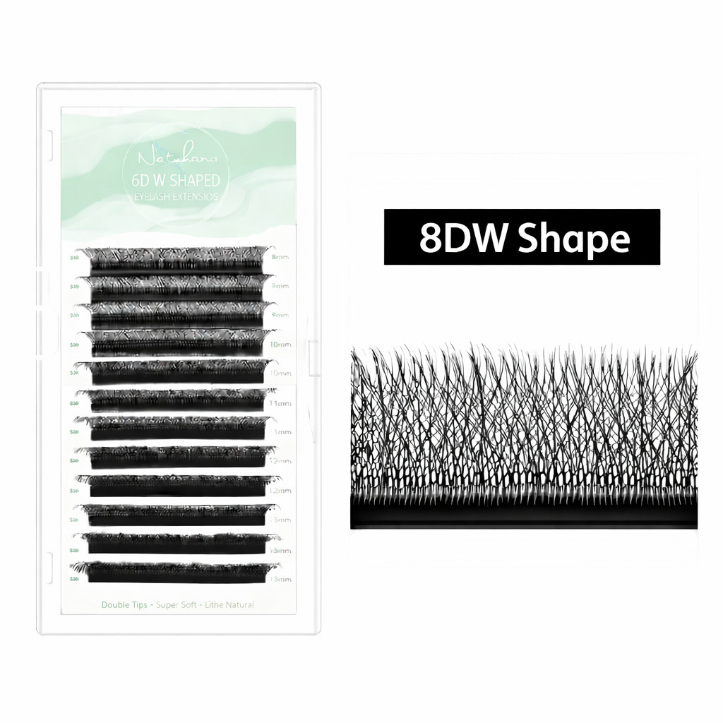 Natuhana 8D W lashes - C Curl - 0.07 Thickness - 8- 14 Mix Length.