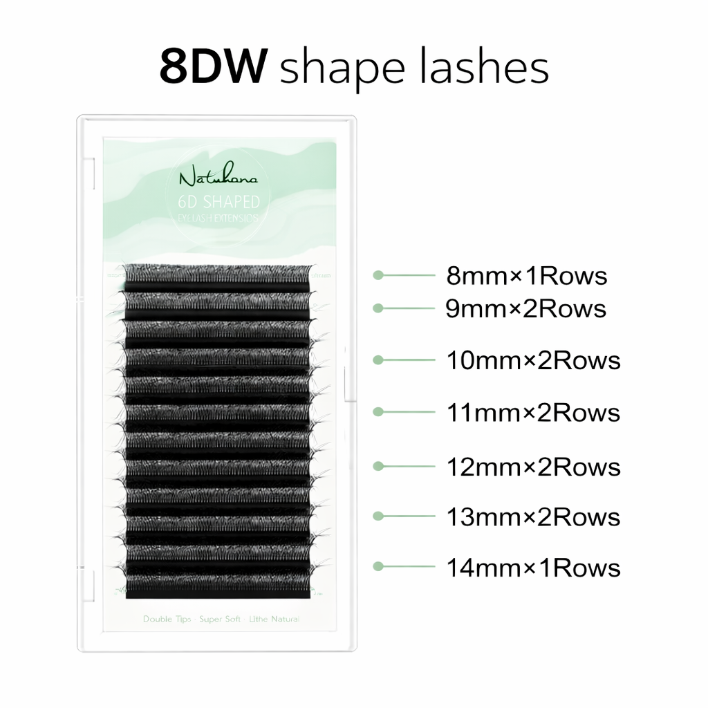 Natuhana 8D W lashes - D Curl - 0.07 Thickness - 8-14 Mix Length.