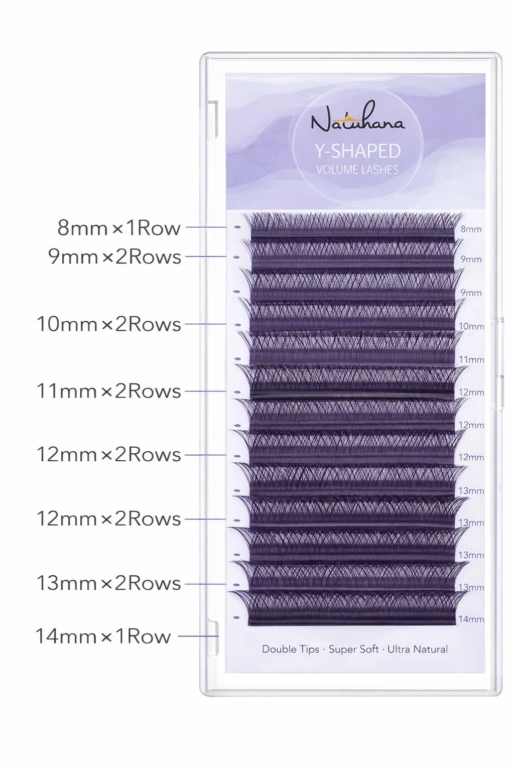 Natuhana YY lashes - C Curl - 0.07 Thickness - 8-14 Mix Length.