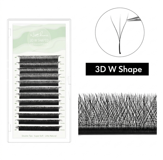 Natuhana 3D W lashes - C Curl - 0.05 Thickness - 8-14 Mix Length.
