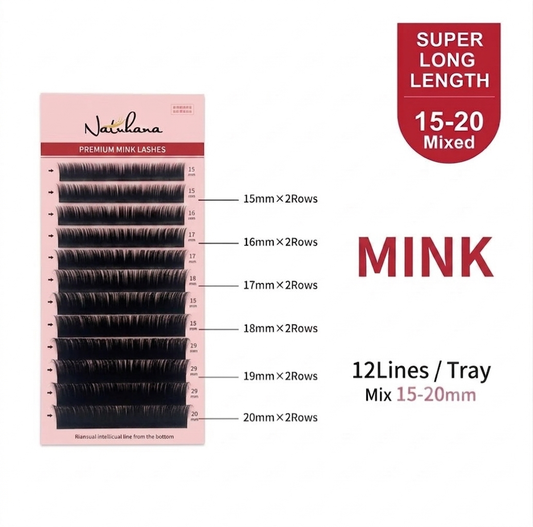 Natuhana Super Long lashes - D Curl - 0.10 Thickness - 15-20 Mix Length.