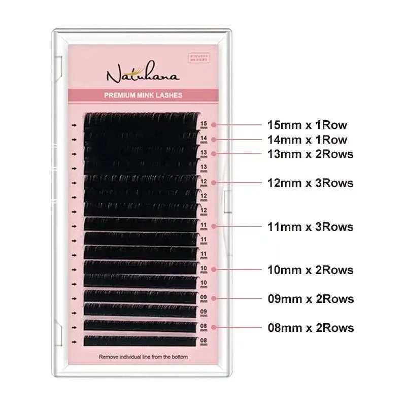 Natuhana Individual lashes - D Curl - 0.10 Thickness - 8-15 Mix Length.