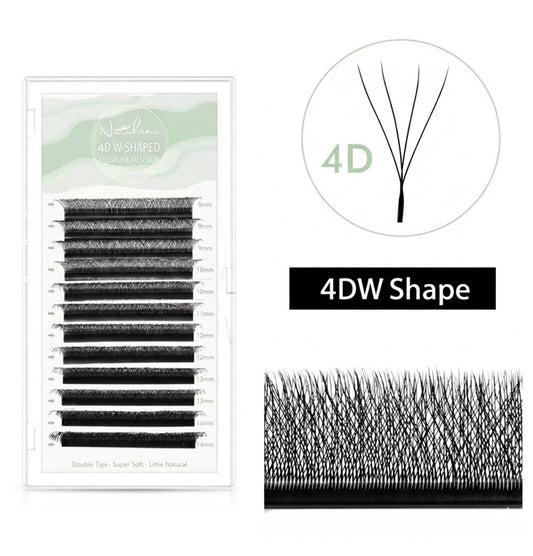 Natuhana 4D W lashes - D Curl - 0.07 Thickness - 8-14 Mix Length.