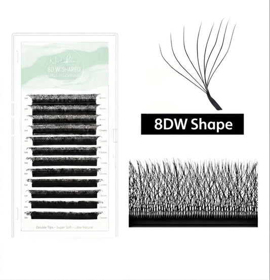Natuhana 8D W lashes - C Curl - 0.07 Thickness - 8- 14 Mix Length.